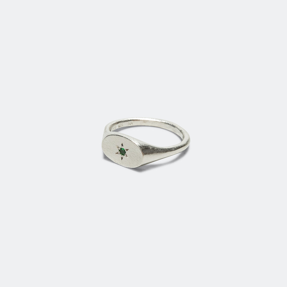 Simple Oval Ring - 925 Silver/Green