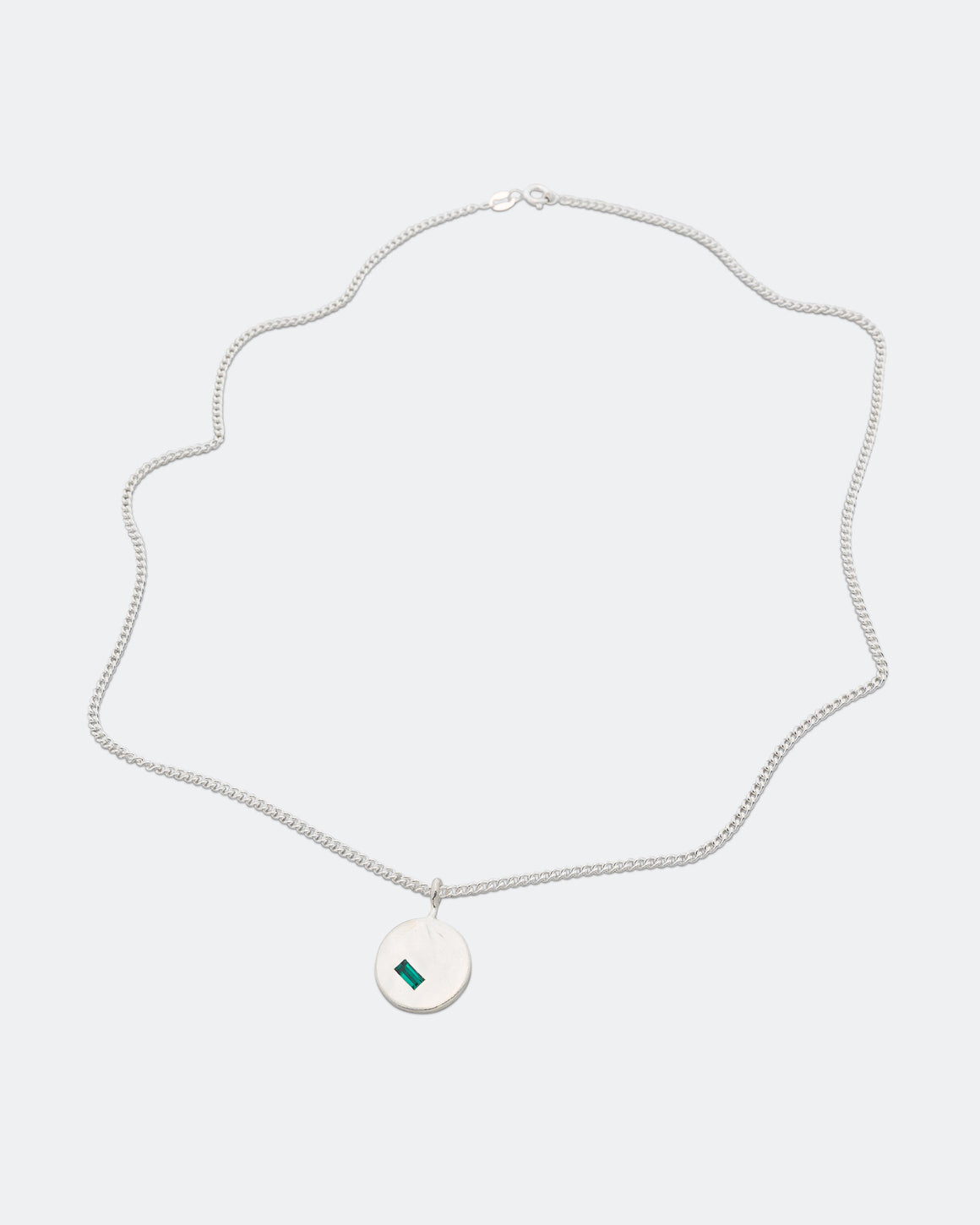 Seb Brown - Round Pendant Necklace - 925 Silver/Emerald - UP THERE