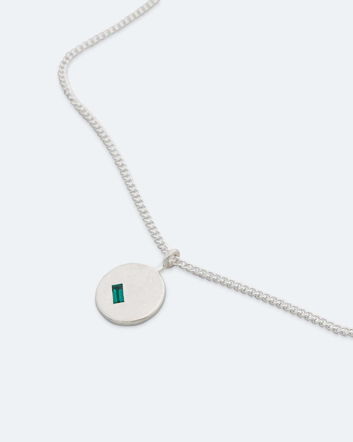 Seb Brown - Round Pendant Necklace - 925 Silver/Emerald - UP THERE