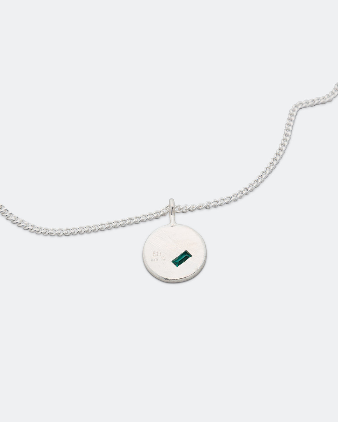 Seb Brown - Round Pendant Necklace - 925 Silver/Emerald - UP THERE