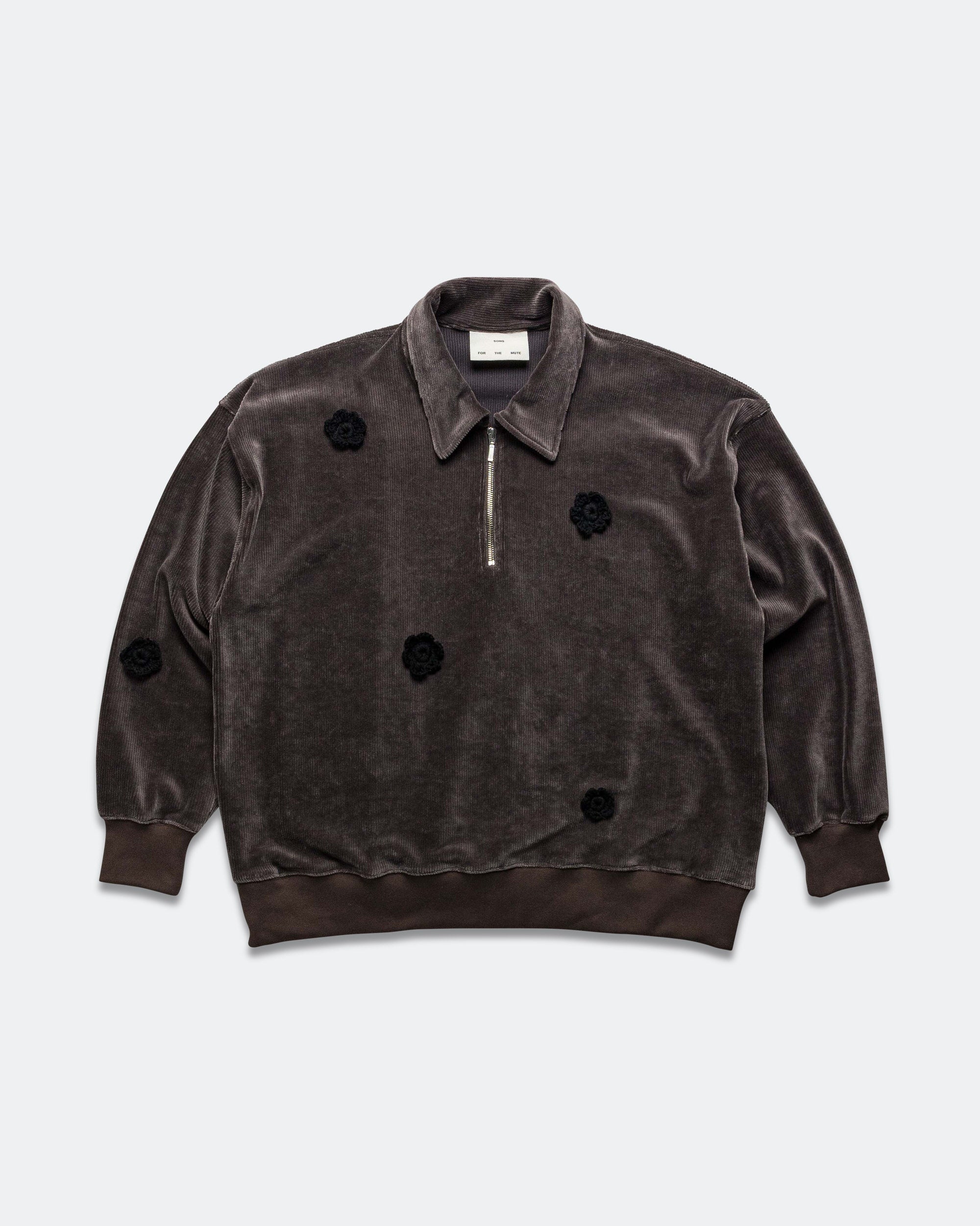 Song for the Mute - Daisy Quarter Zip Jumper - Charcoal Corduroy