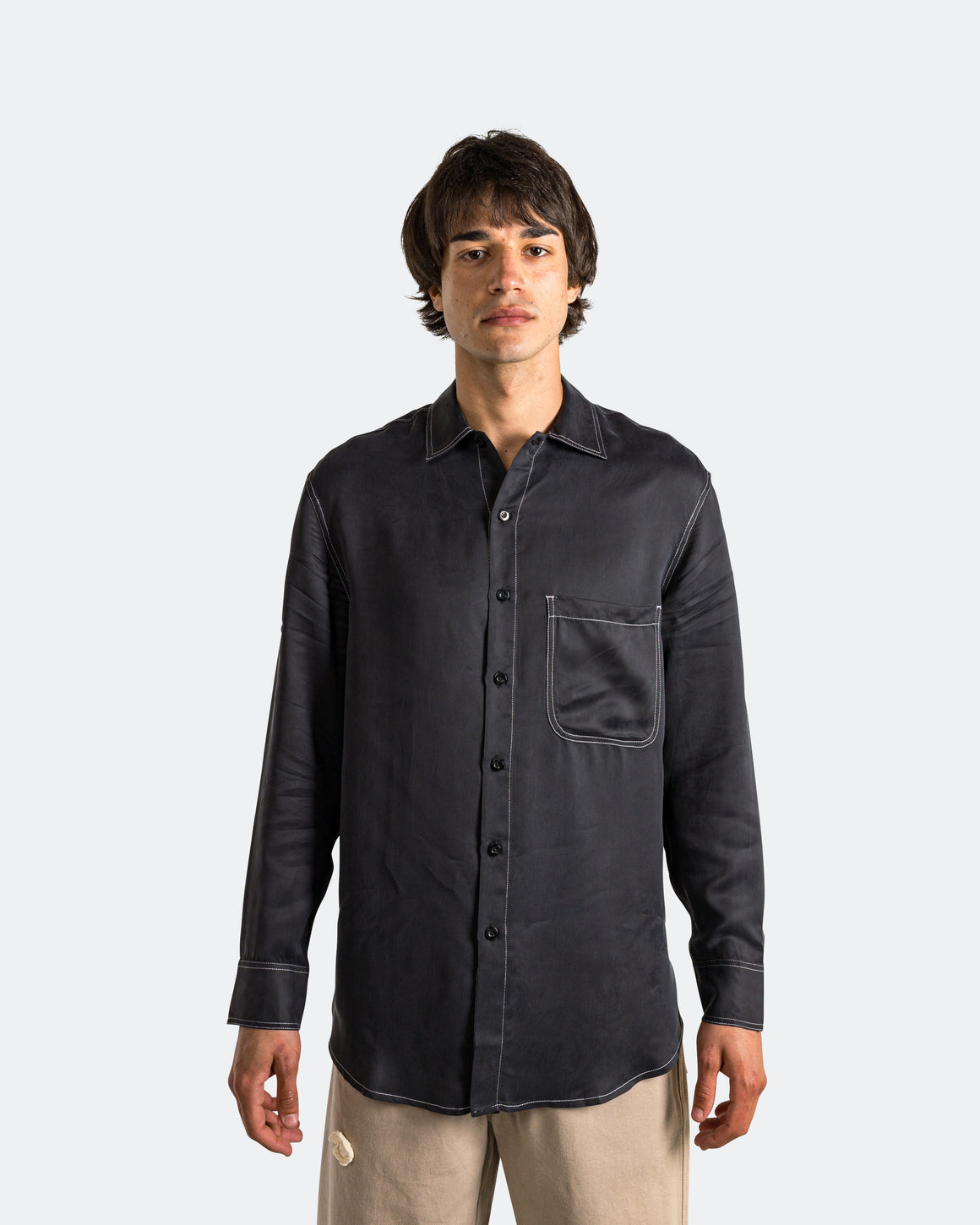 Song for the Mute - LS Oversized Shirt - Black Peach Cupro - UP THERE