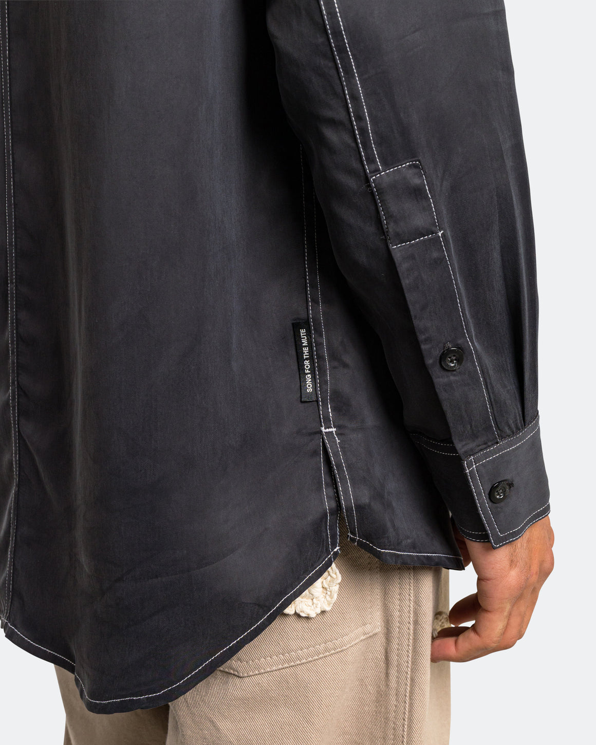 Song for the Mute - LS Oversized Shirt - Black Peach Cupro - UP THERE