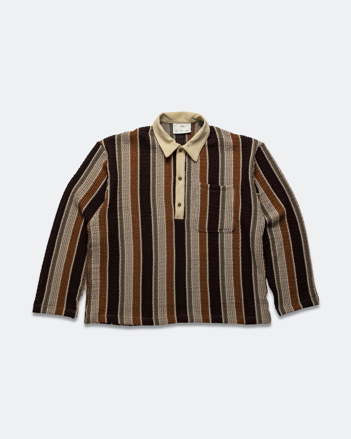 Song for the Mute - LS Polo - Beige/Brown Wide Nomad Crochet - UP THERE