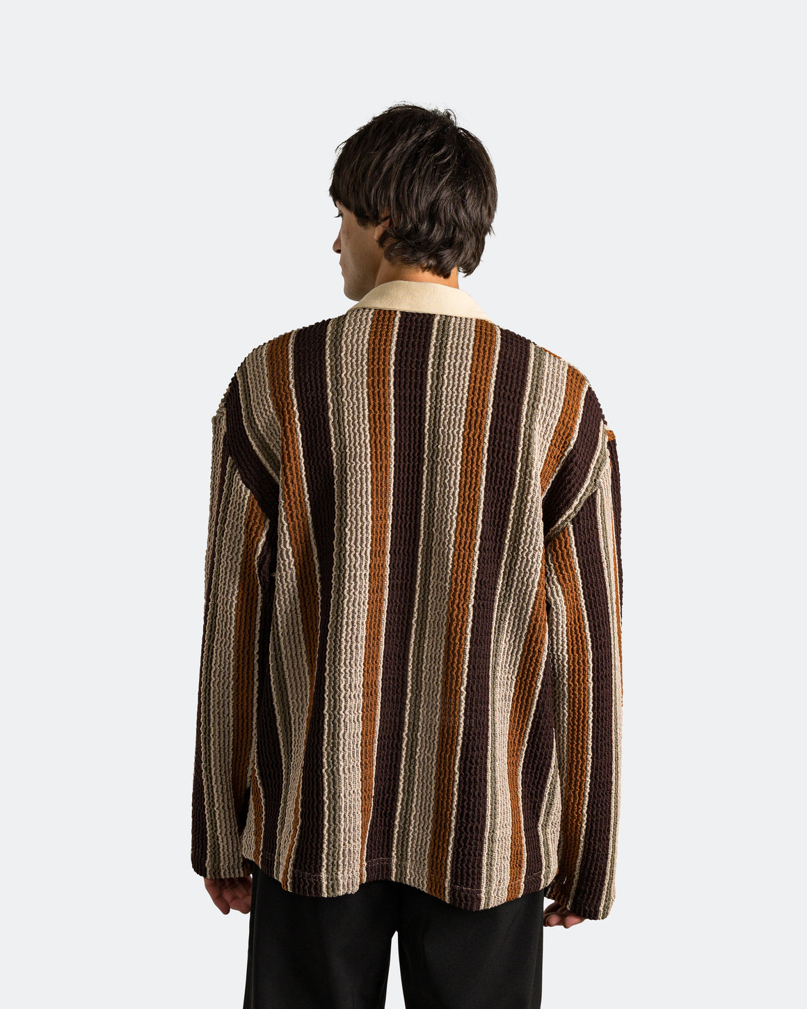 Song for the Mute - LS Polo - Beige/Brown Wide Nomad Crochet - UP THERE