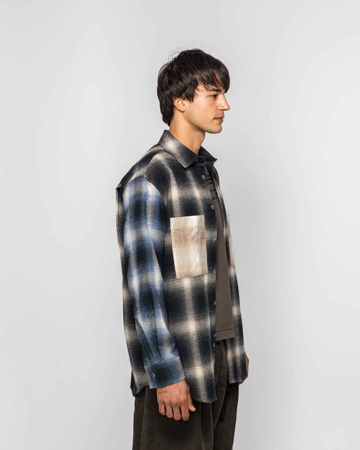 Song for the Mute - Pleated Box LS Shirt - Black Tartan Check - UP THERE