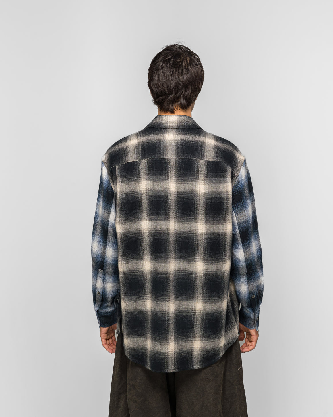 Song for the Mute - Pleated Box LS Shirt - Black Tartan Check - UP THERE