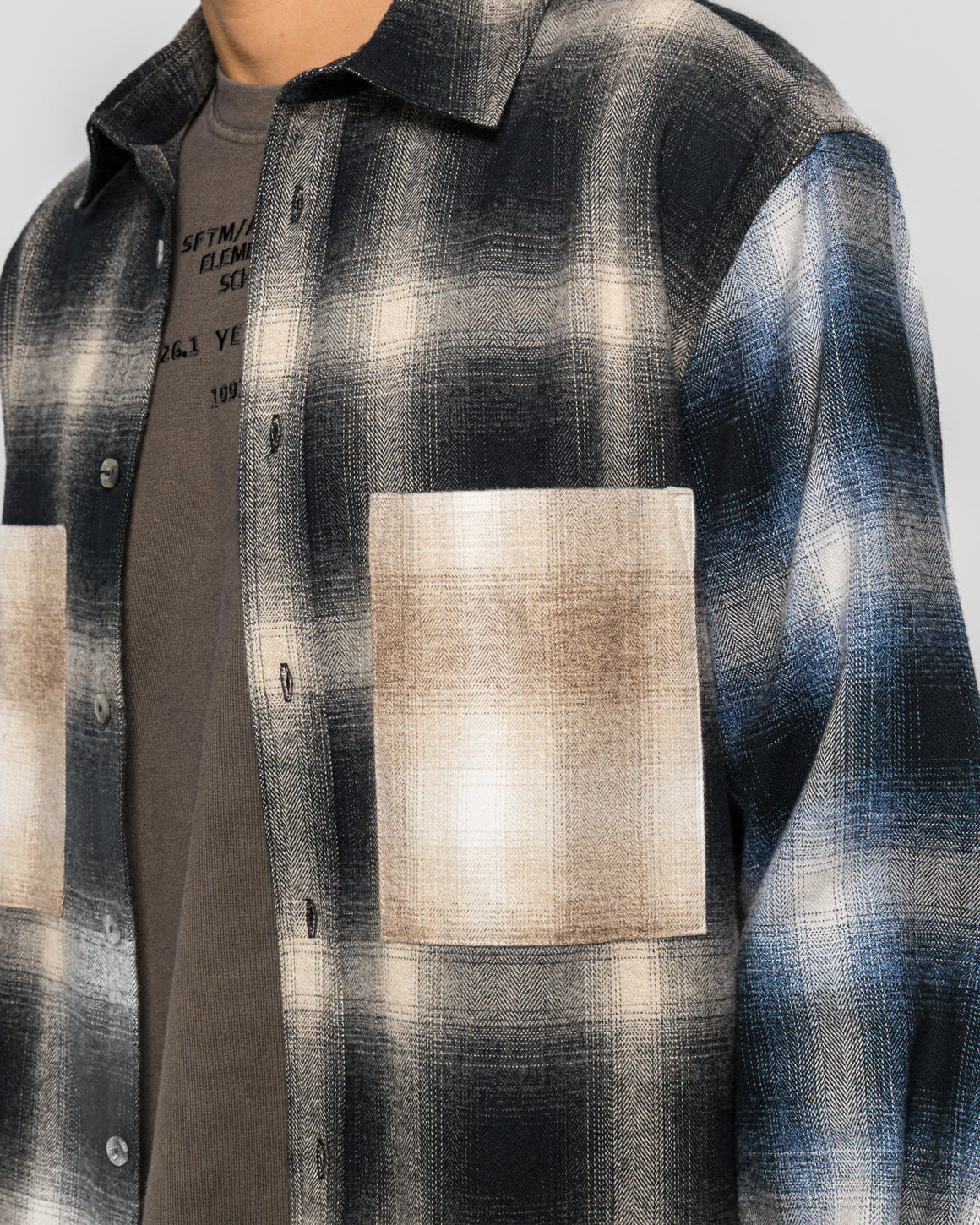 Song for the Mute - Pleated Box LS Shirt - Black Tartan Check - UP THERE