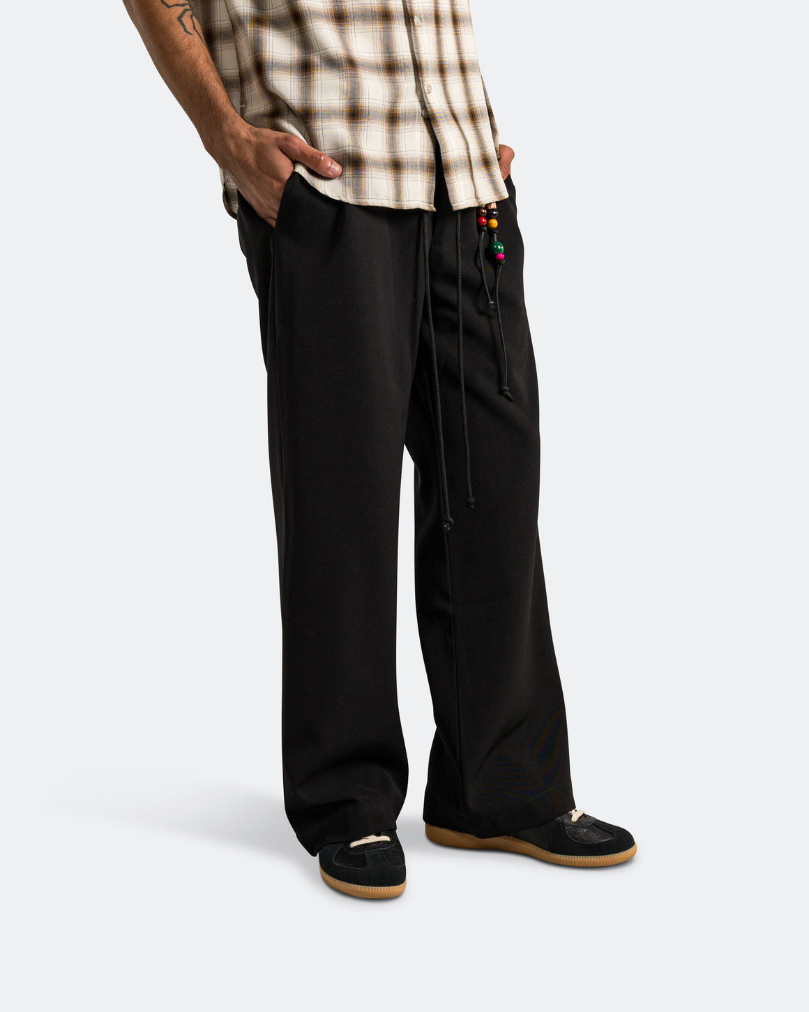 Song for the Mute - Relaxed Lounge Pant - Black Poly Gab - UP THERE