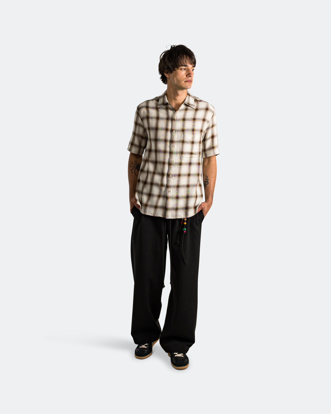 Song for the Mute - Relaxed Lounge Pant - Black Poly Gab - UP THERE