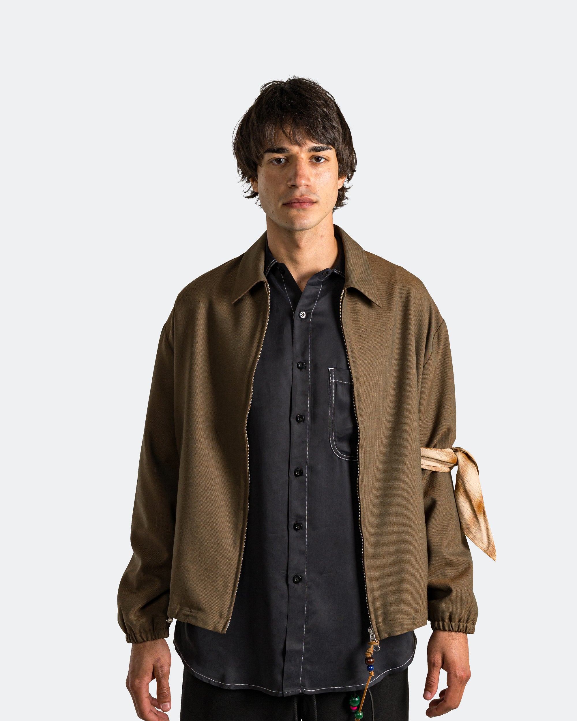 Song for the Mute - Slim Coach Jacket - Brown Chambre Gabardine