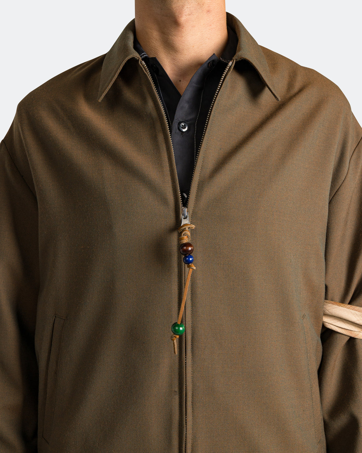 Song for the Mute - Slim Coach Jacket - Brown Chambre Gabardine - UP THERE
