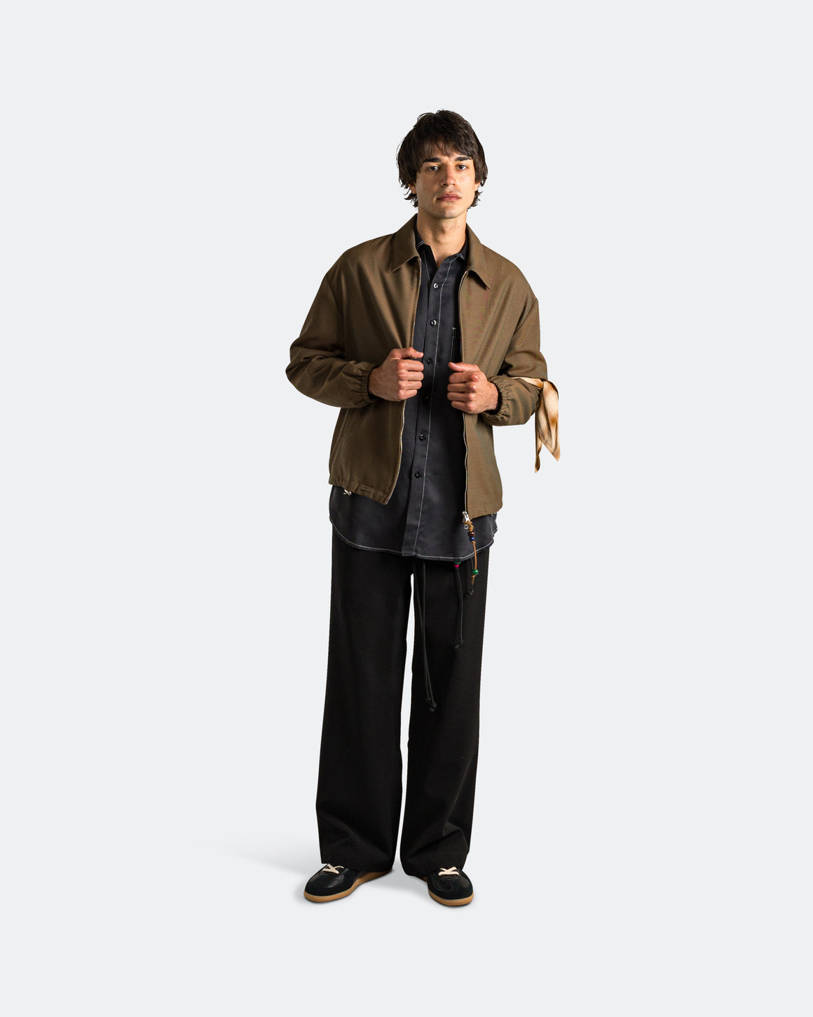Song for the Mute - Slim Coach Jacket - Brown Chambre Gabardine - UP THERE