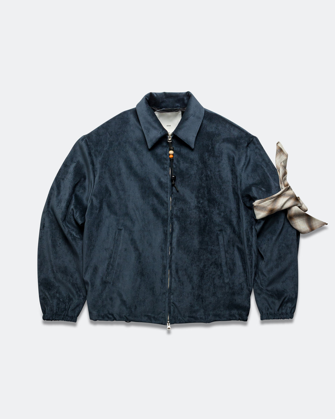 Song for the Mute - Slim Coach Jacket - Navy Soft Faux Suede - UP THERE