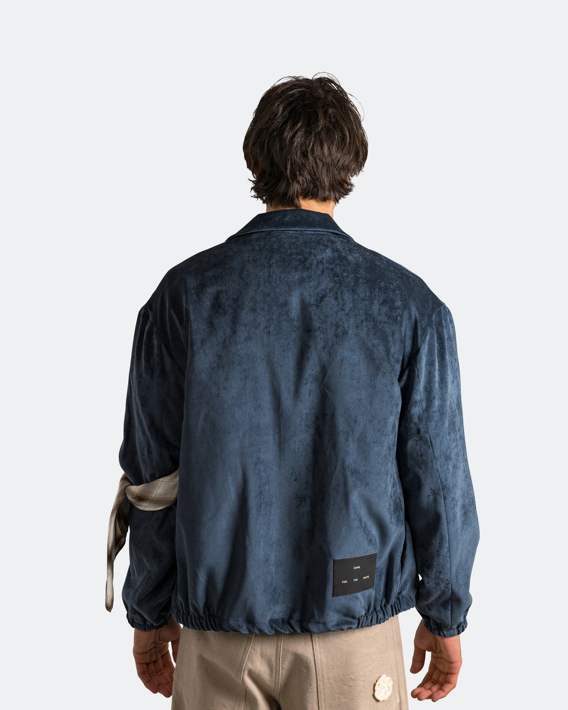 Song for the Mute - Slim Coach Jacket - Navy Soft Faux Suede - UP THERE
