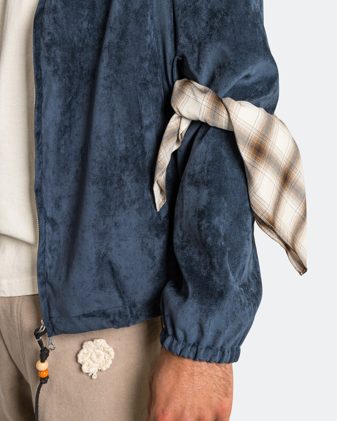 Song for the Mute - Slim Coach Jacket - Navy Soft Faux Suede - UP THERE