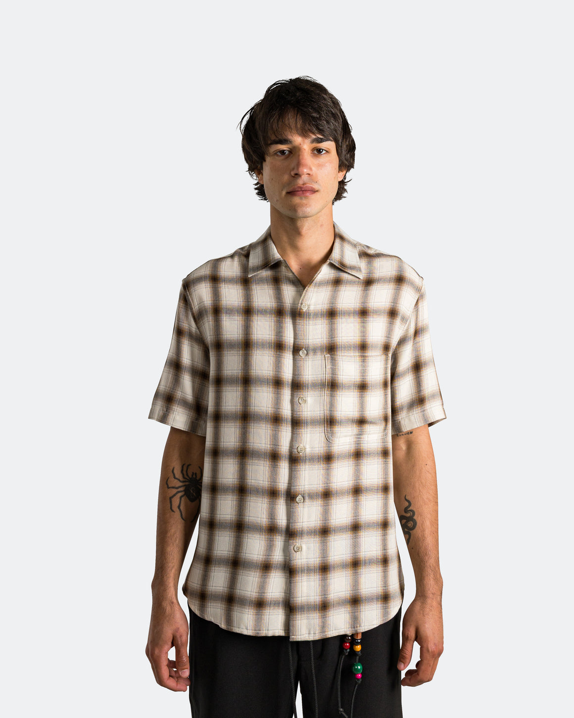 Song for the Mute - SS Oversized Shirt - White Ombre Check - UP THERE