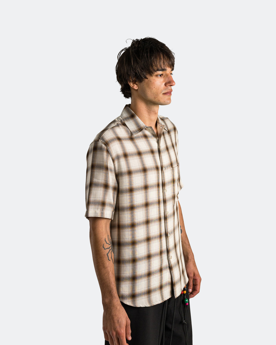 Song for the Mute - SS Oversized Shirt - White Ombre Check - UP THERE