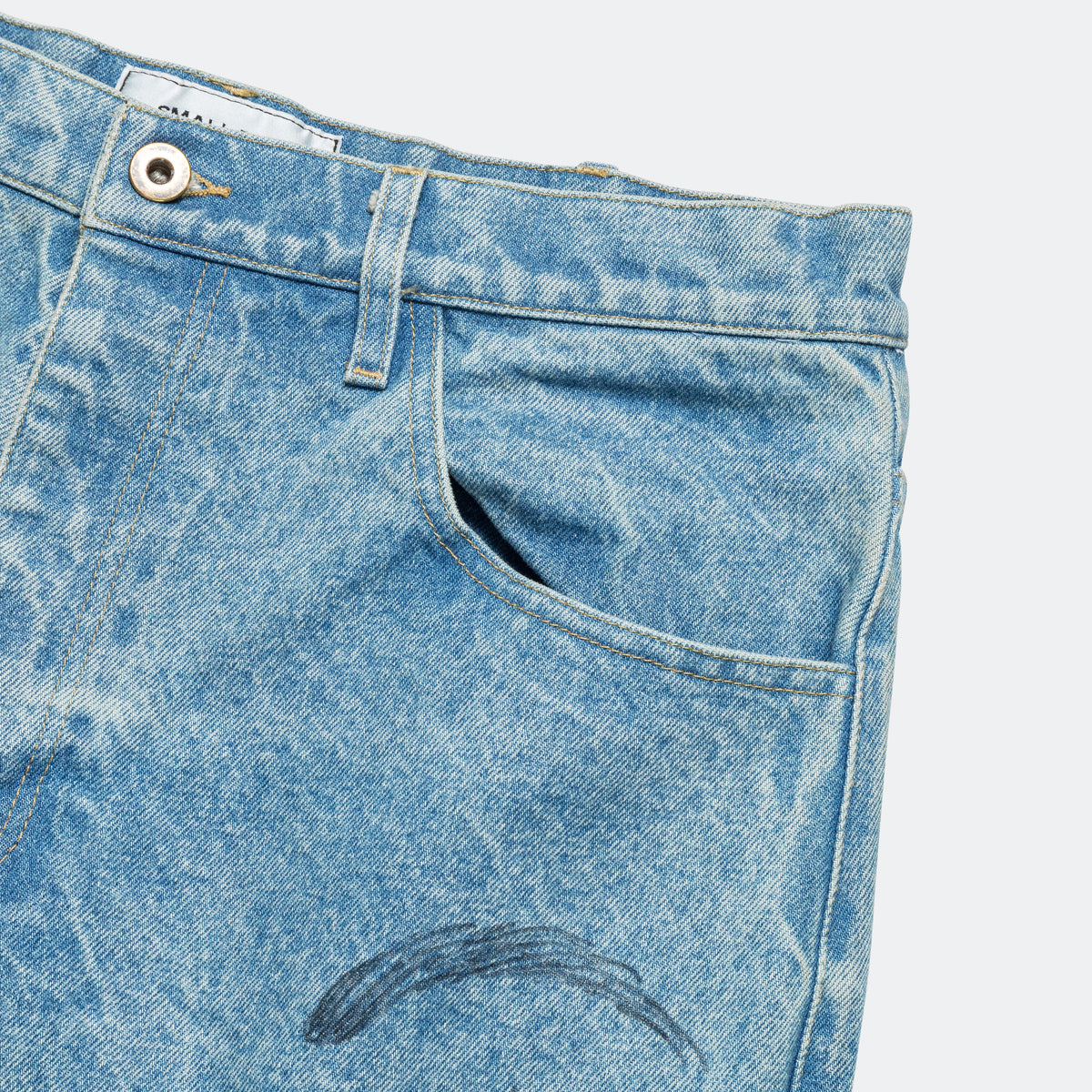 Small Talk Denim Marker Drawn Jeans - Blue | UP THERE