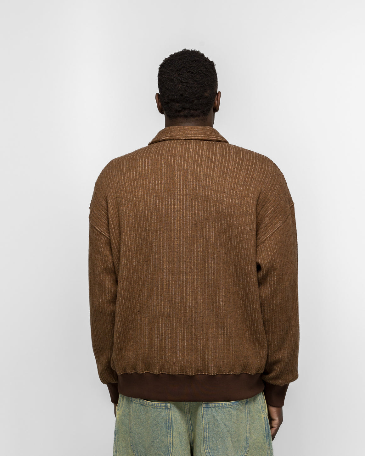 Song for the Mute - Classic Collar Zip Pullover - Brown - UP THERE