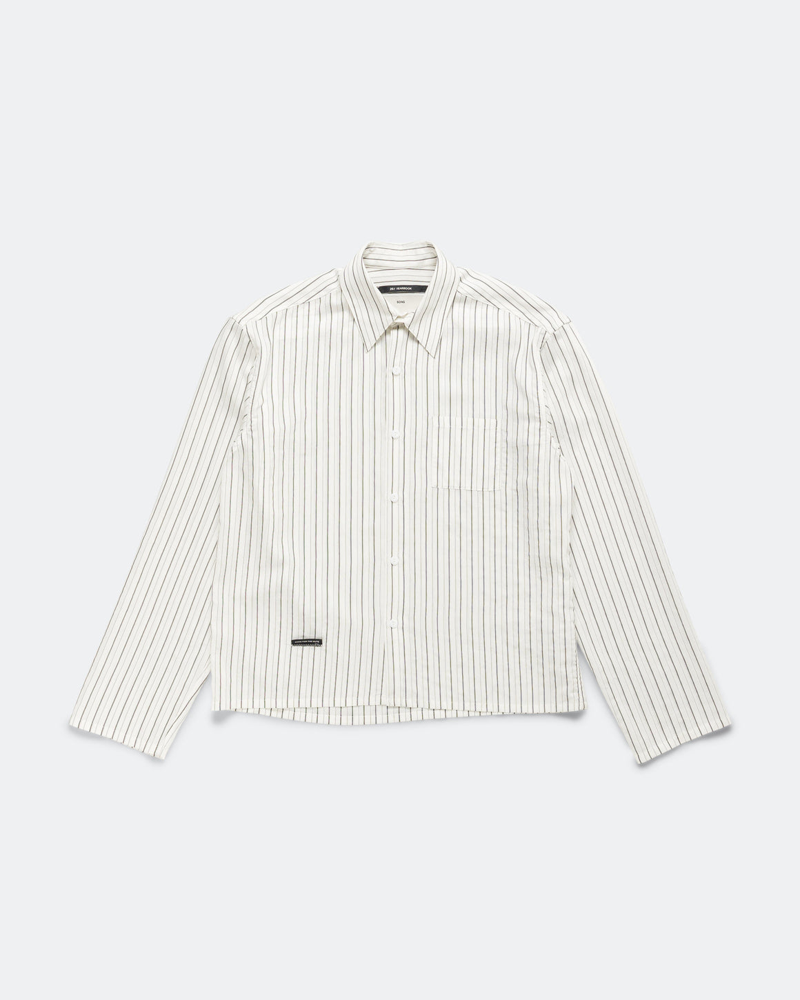 Song for the Mute - Cropped Casual LS Shirt - White Dobby Stripe - UP THERE