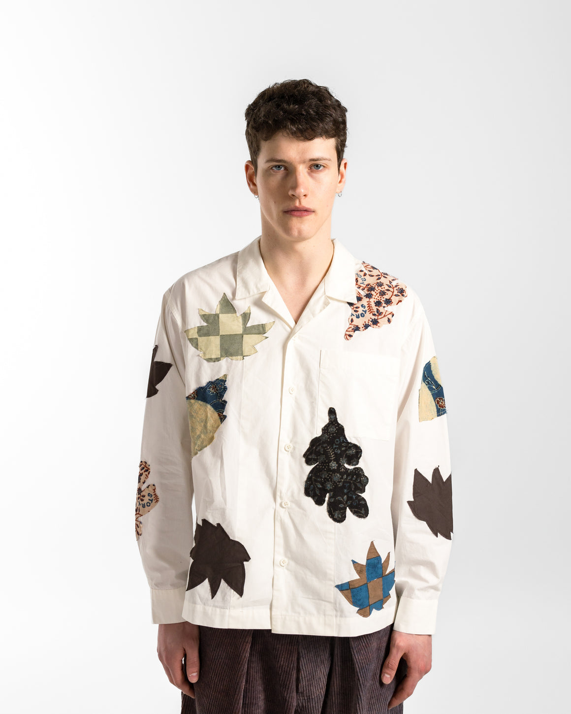 Story mfg. - Greetings LS Shirt - Ecru Leaf Scatter - UP THERE