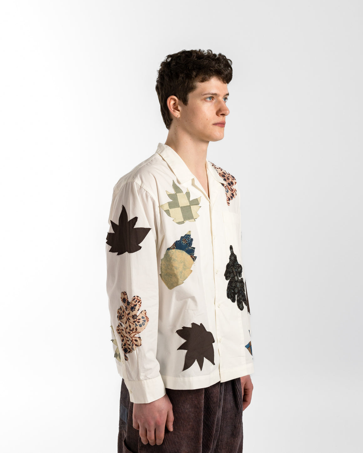 Story mfg. - Greetings LS Shirt - Ecru Leaf Scatter - UP THERE