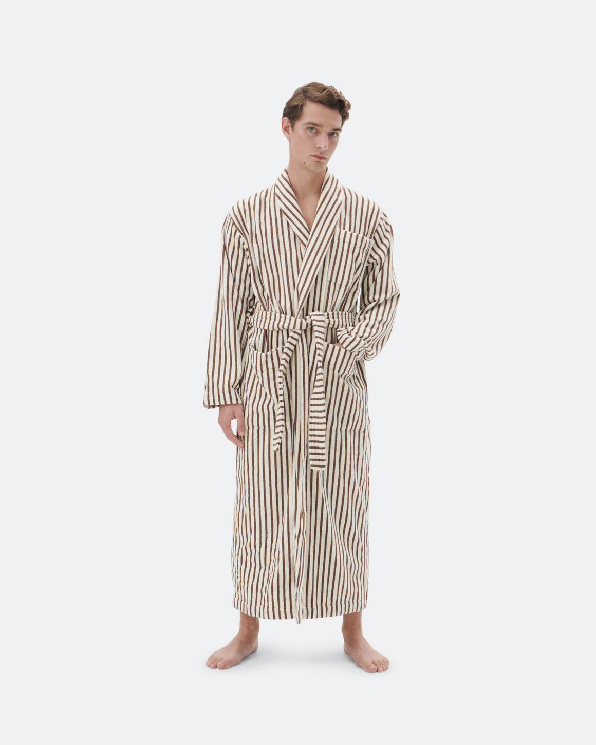 Tekla - Classic Bathrobe - Kodiak Stripes - UP THERE