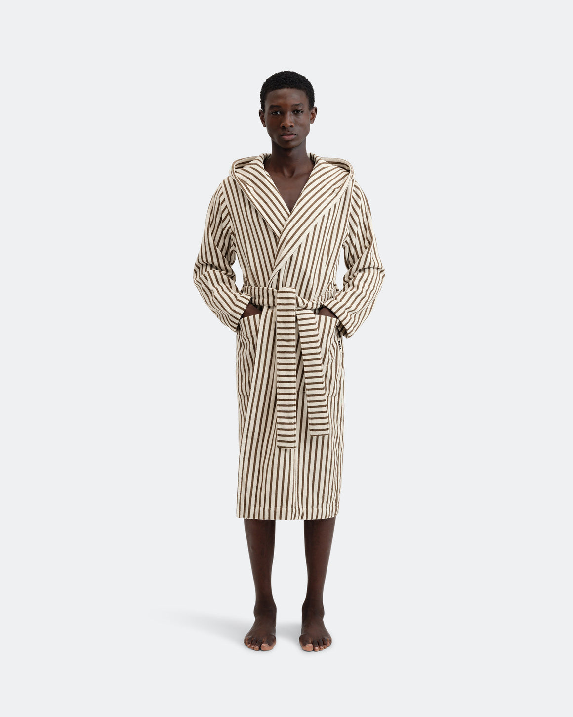 Tekla - Hooded Bathrobe - Kodiak Stripes - UP THERE