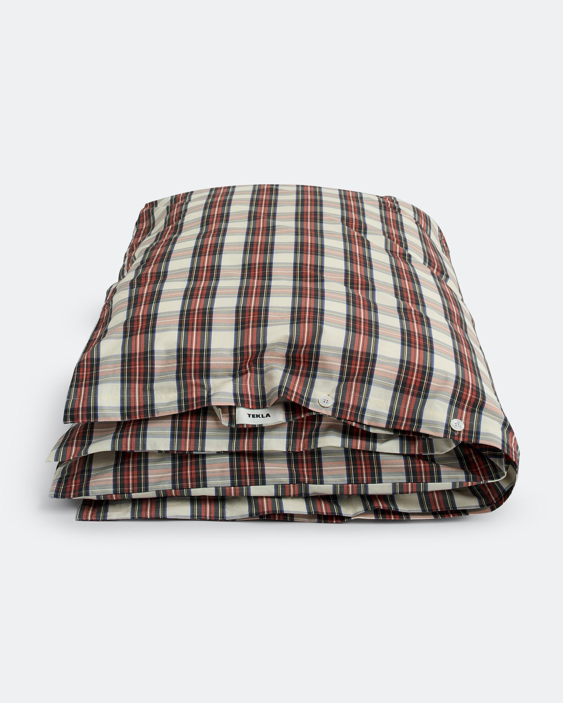 Tekla - Peached Cotton Duvet Cover - Cedar Checks - UP THERE