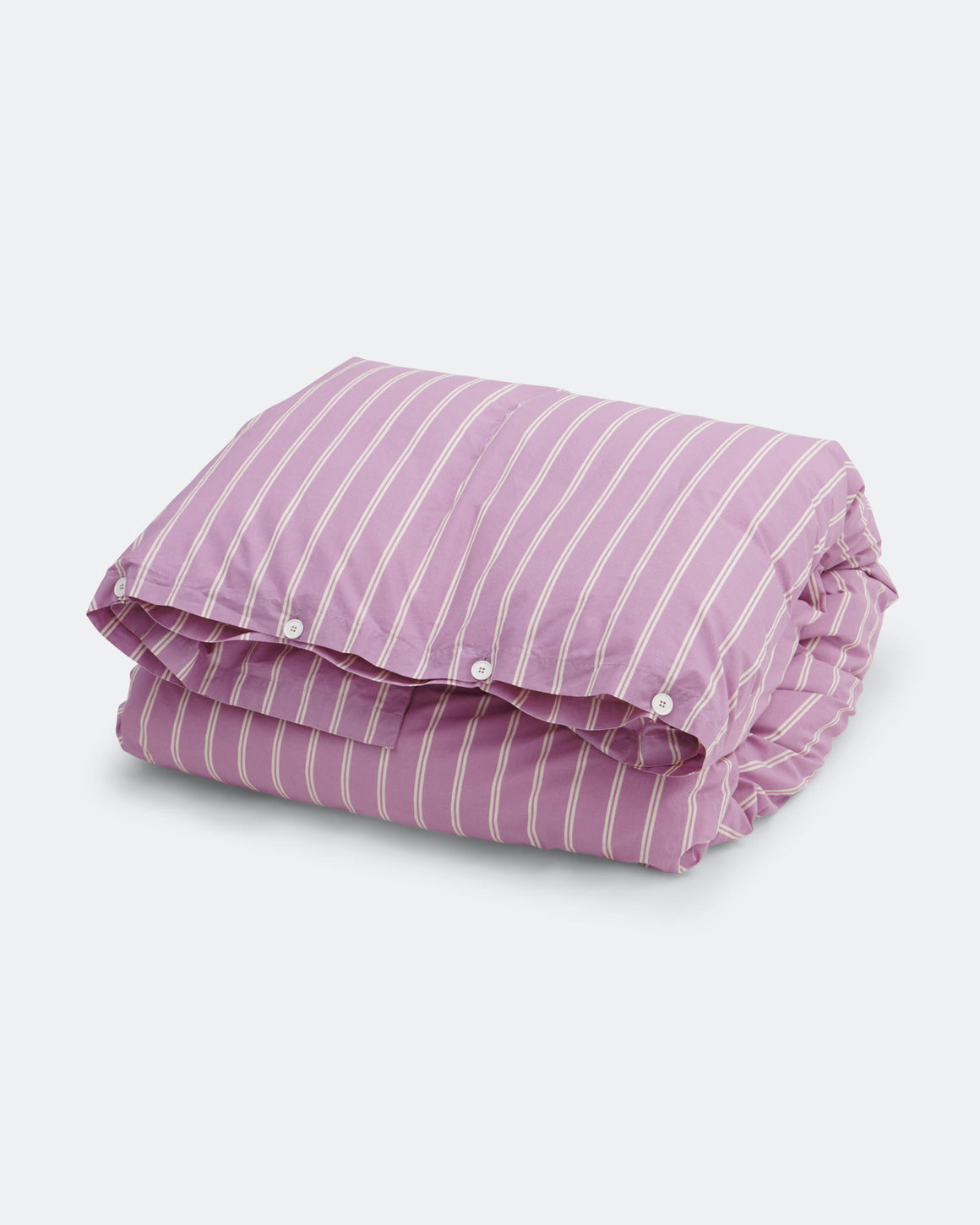 Tekla - Percale Duvet Cover - Mallow Pink Stripes - UP THERE