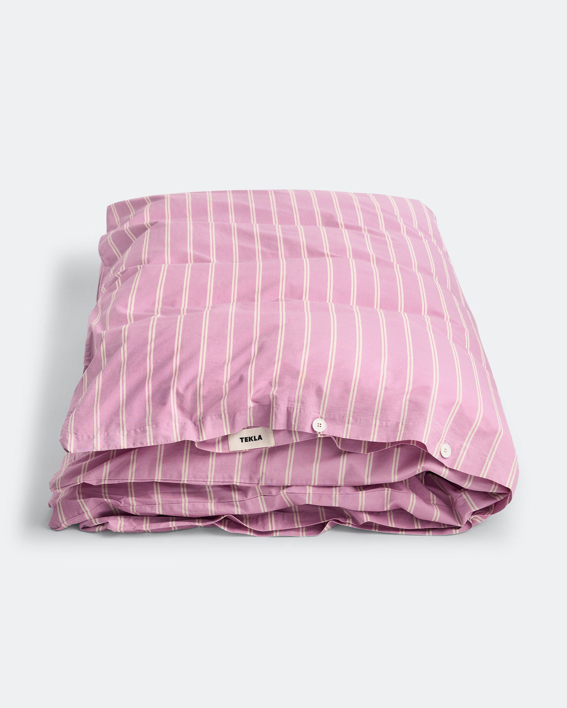 Tekla - Percale Duvet Cover - Mallow Pink Stripes - UP THERE