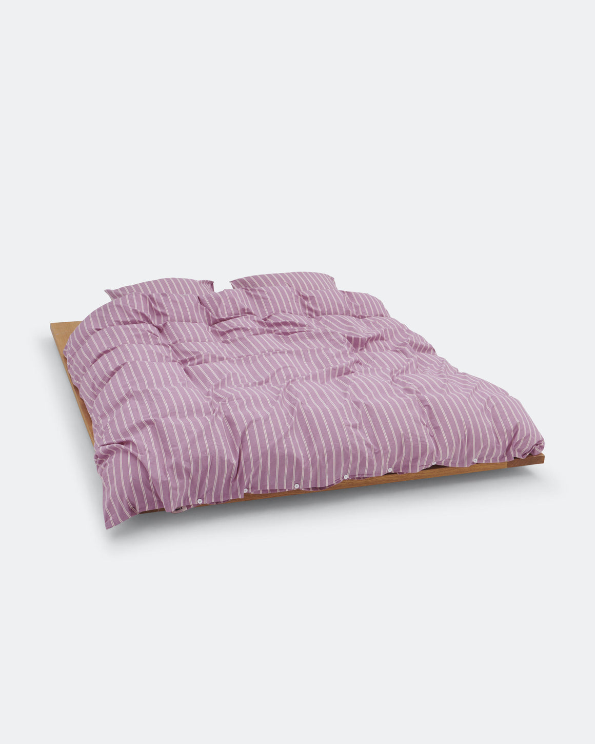 Tekla - Percale Duvet Cover - Mallow Pink Stripes - UP THERE