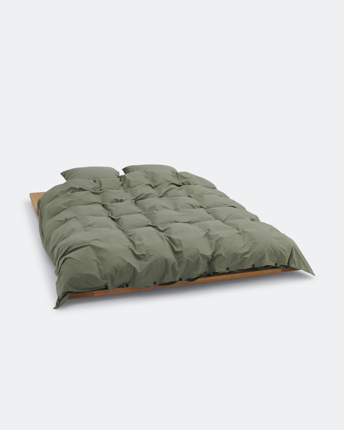 Tekla - Percale Duvet Cover - Olive Green - UP THERE