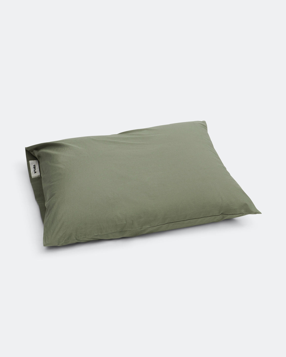 Tekla - Percale Pillow Case - Olive Green - UP THERE