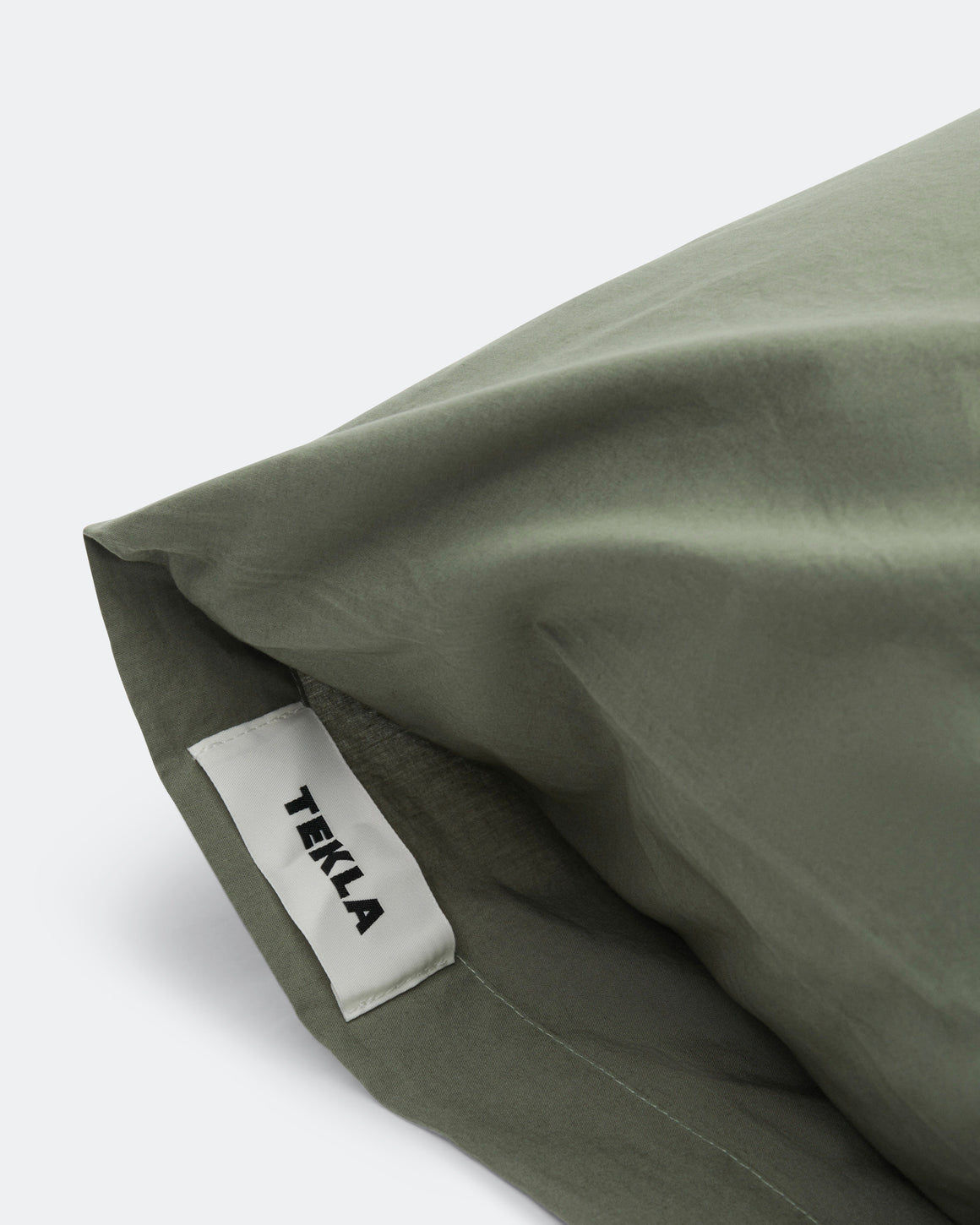 Tekla - Percale Pillow Case - Olive Green - UP THERE