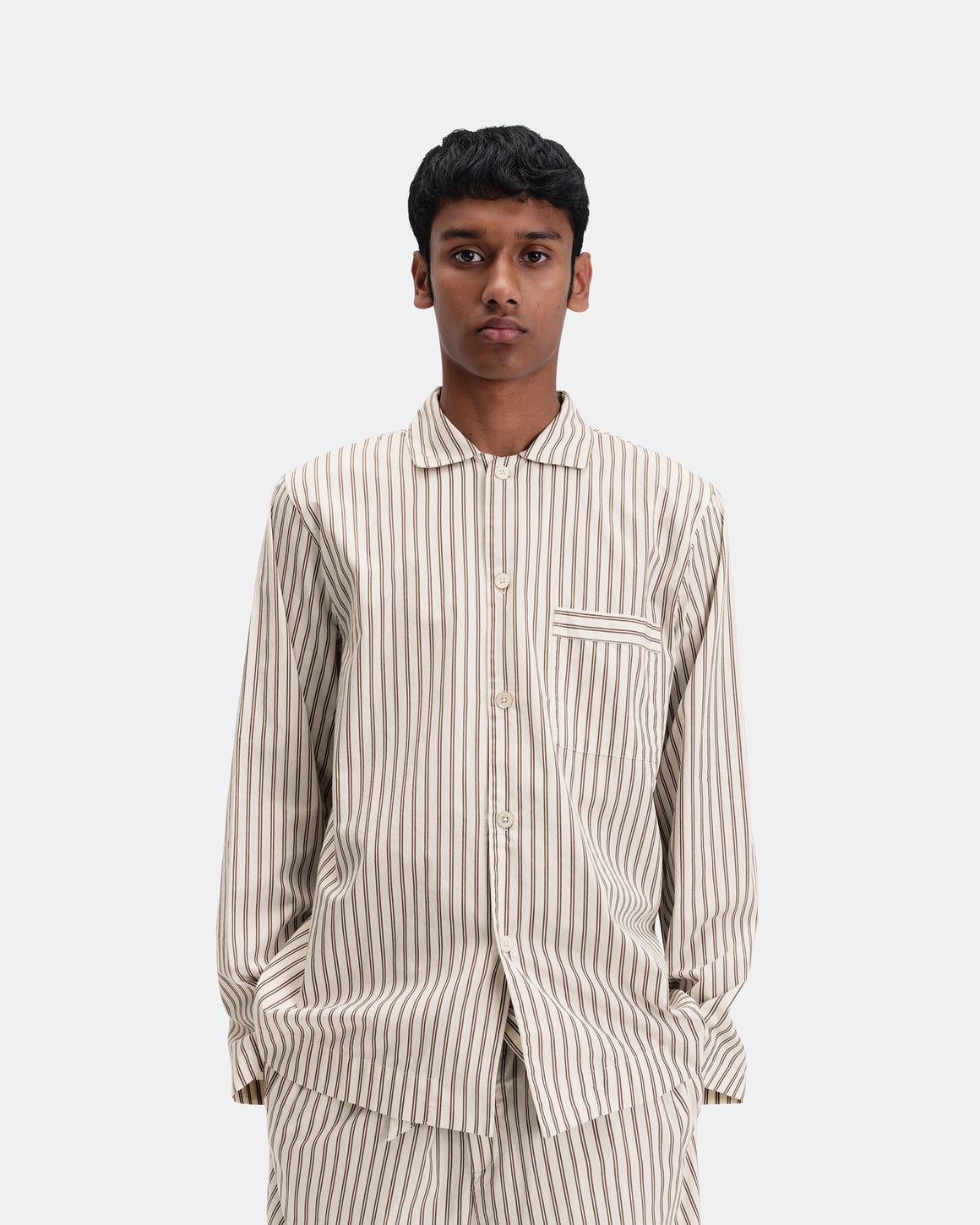 Tekla - Pyjama Shirt - Hopper Stripes Cotton Poplin - UP THERE