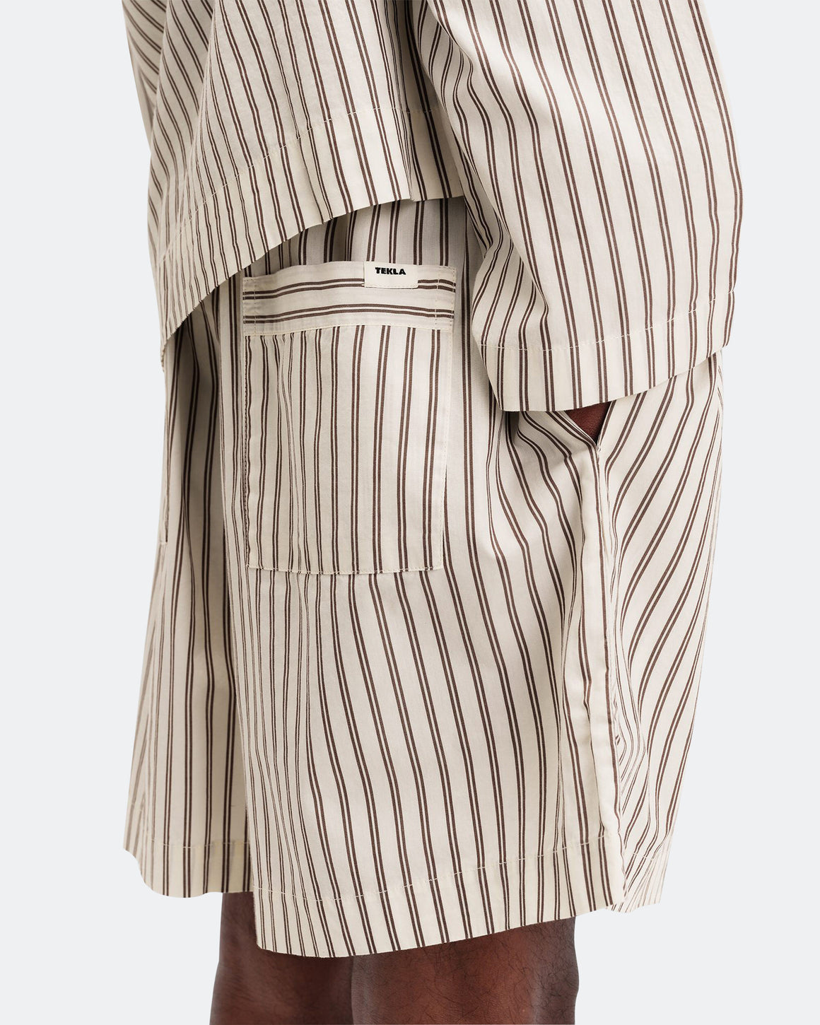 Tekla - Pyjama Shorts - Hopper Stripes Cotton Poplin - UP THERE