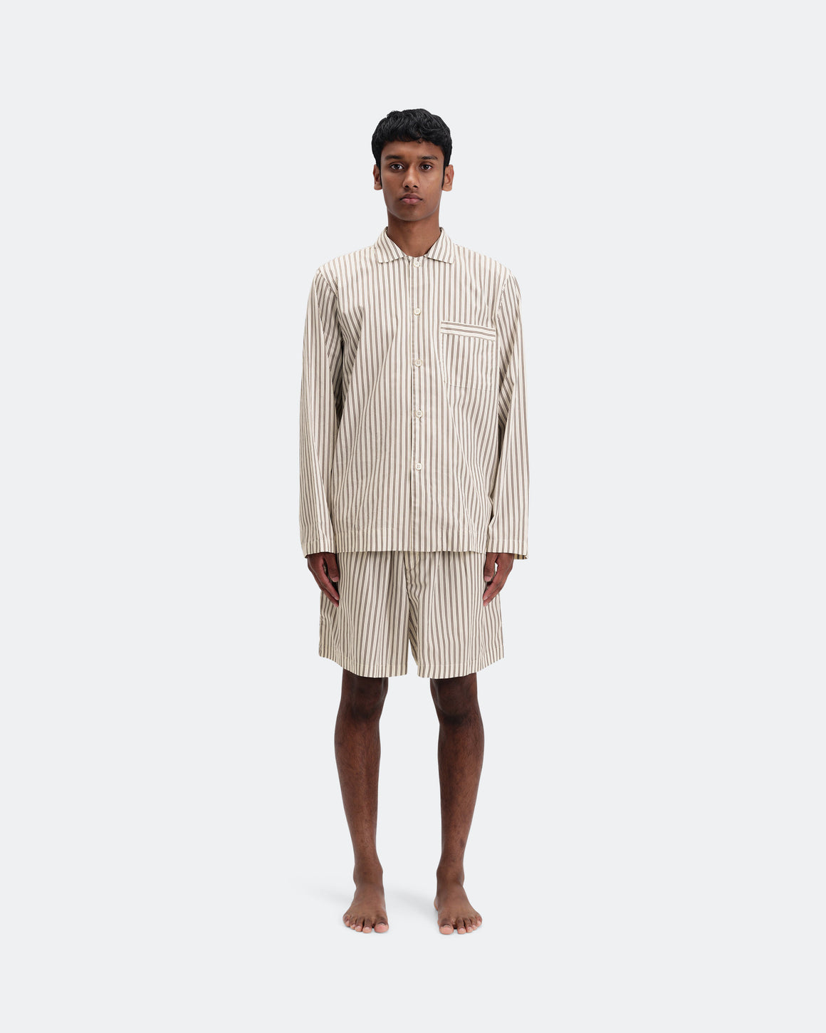 Tekla - Pyjama Shorts - Hopper Stripes Cotton Poplin - UP THERE