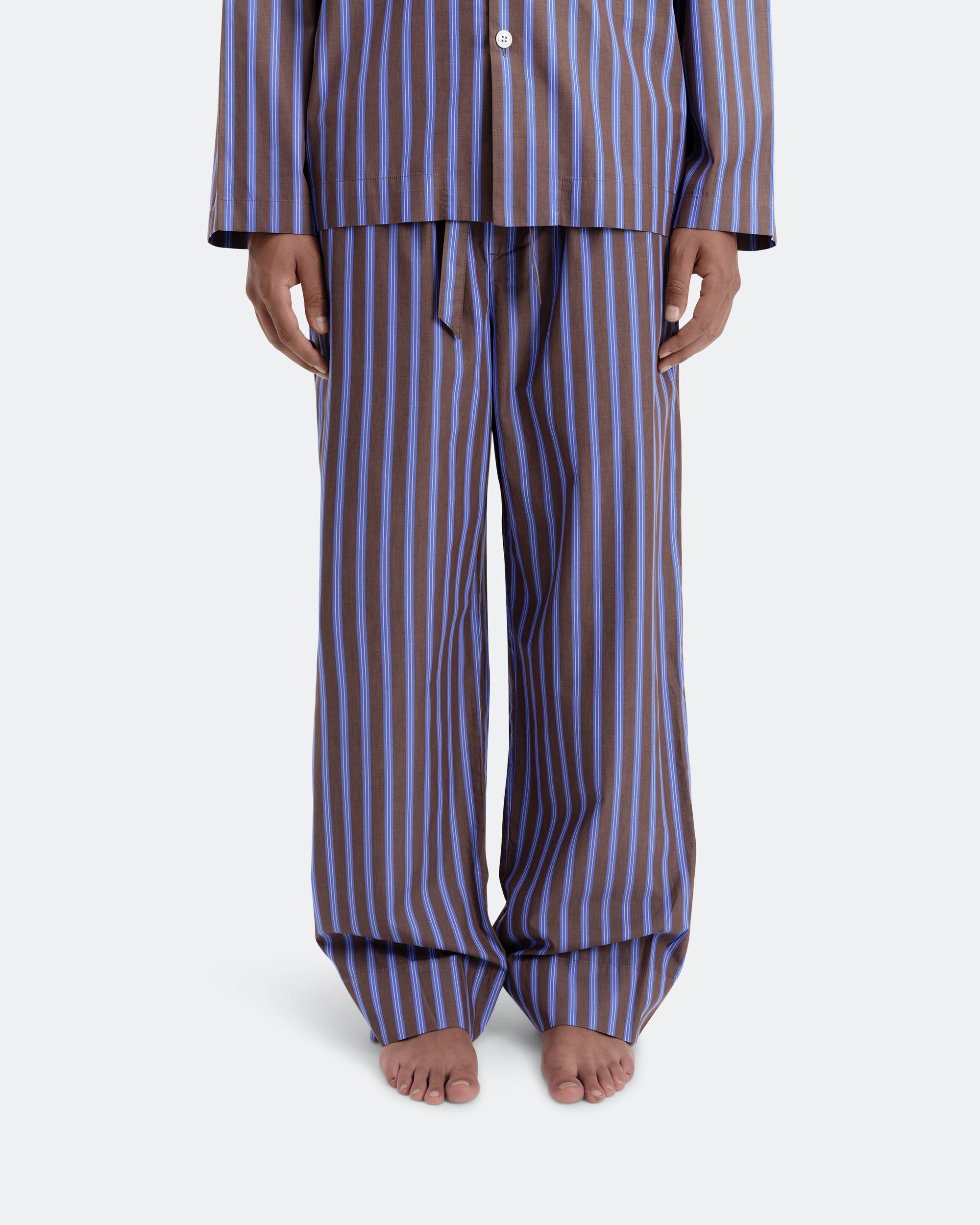 Tekla - Pyjama Pant - Chestnut Stripes | UP THERE