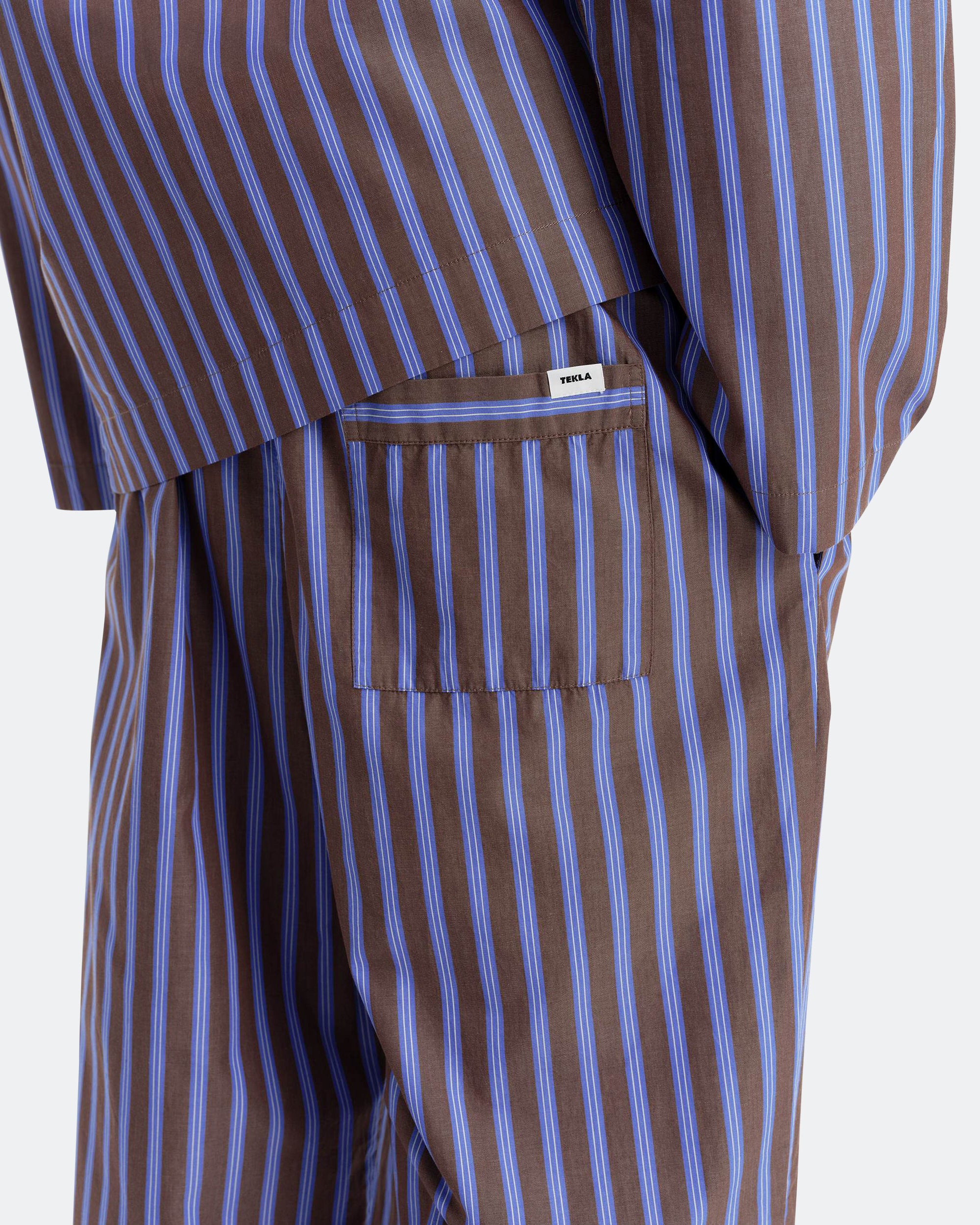 Tekla - Pyjama Pant - Chestnut Stripes | UP THERE