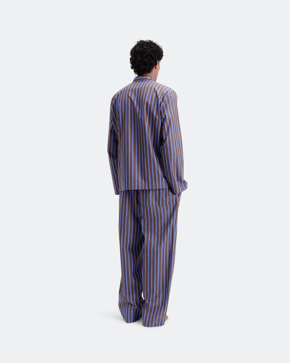 Tekla - Pyjama Shirt - Chestnut Stripes - UP THERE