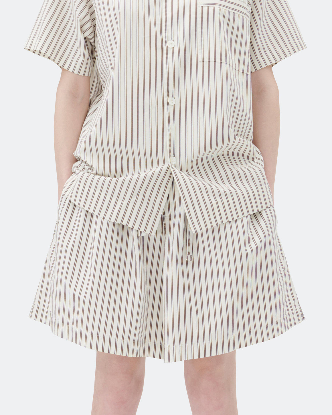 Tekla - Pyjama Shorts - Hopper Stripes Cotton Poplin - UP THERE