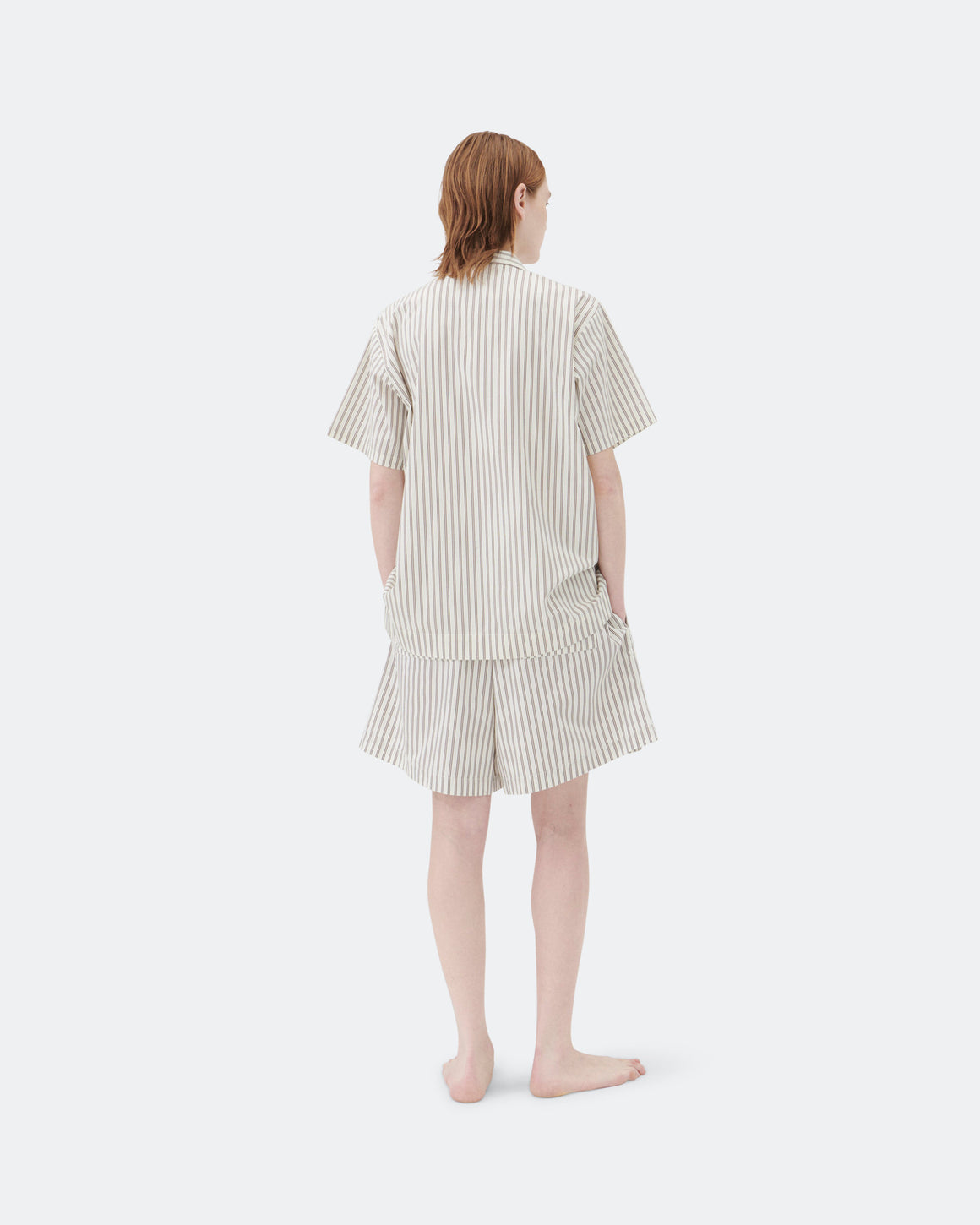 Tekla - Pyjama Shorts - Hopper Stripes Cotton Poplin - UP THERE