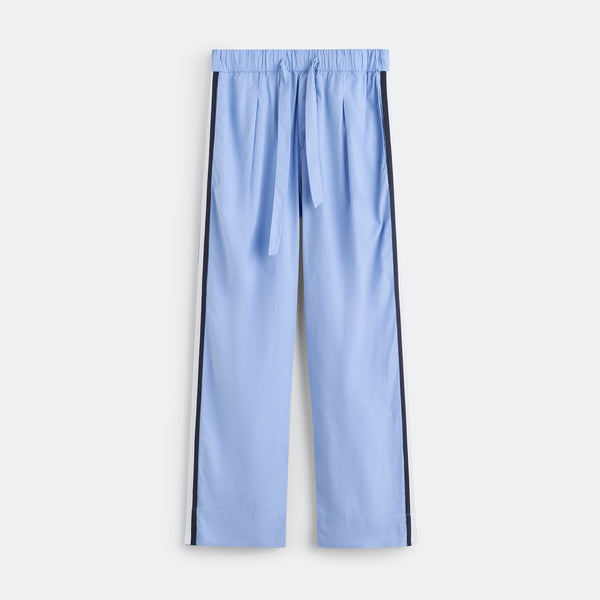 Pyjama Pants Grosgrain Side Stripe - Cornflower Blue Cotton Poplin