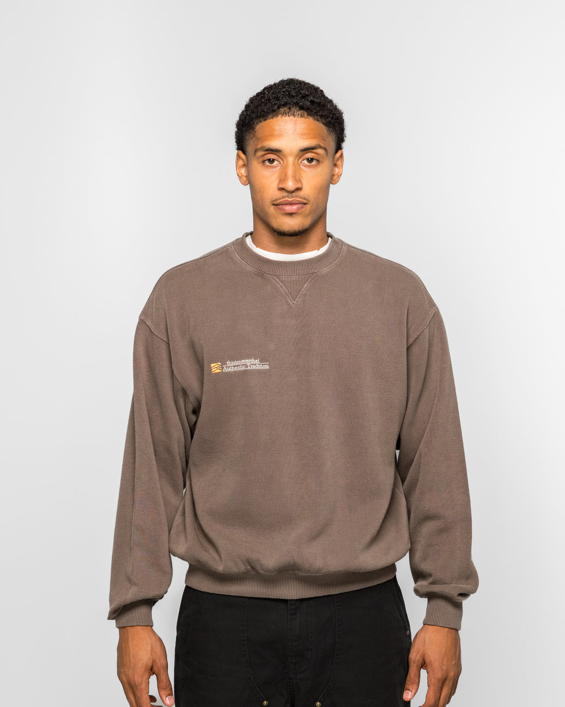 thisisneverthat - Authentic Tradition Crewneck - Dark Mocha - UP THERE