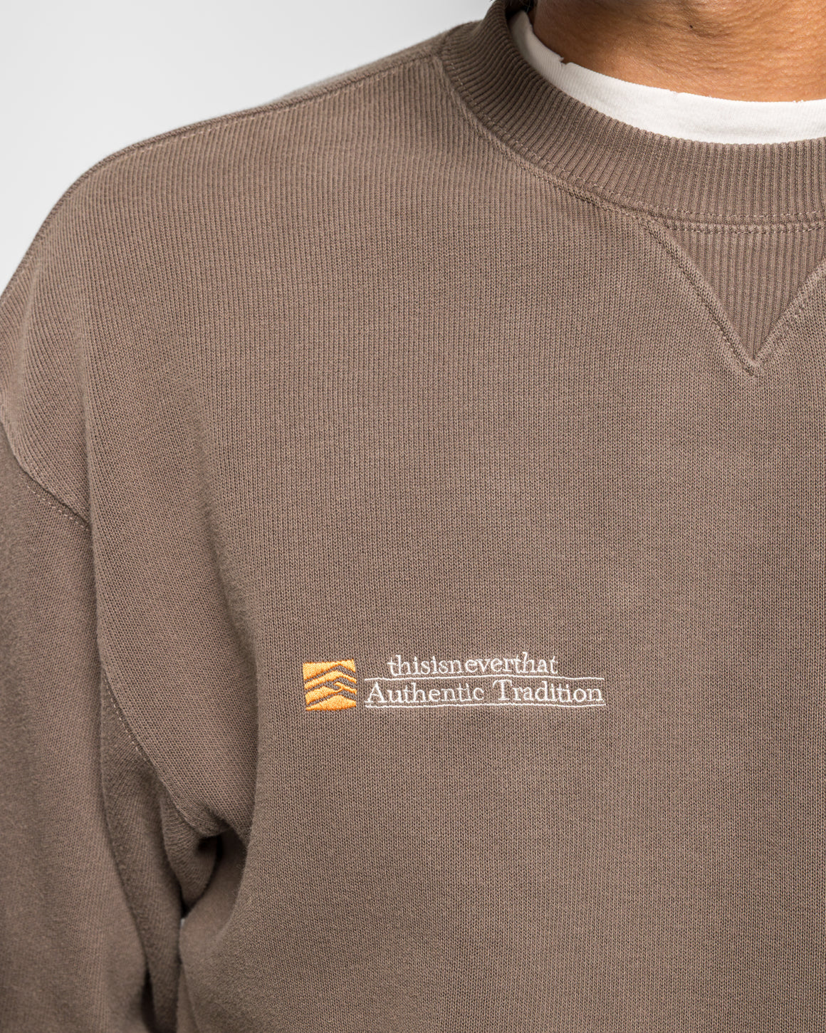 thisisneverthat - Authentic Tradition Crewneck - Dark Mocha - UP THERE