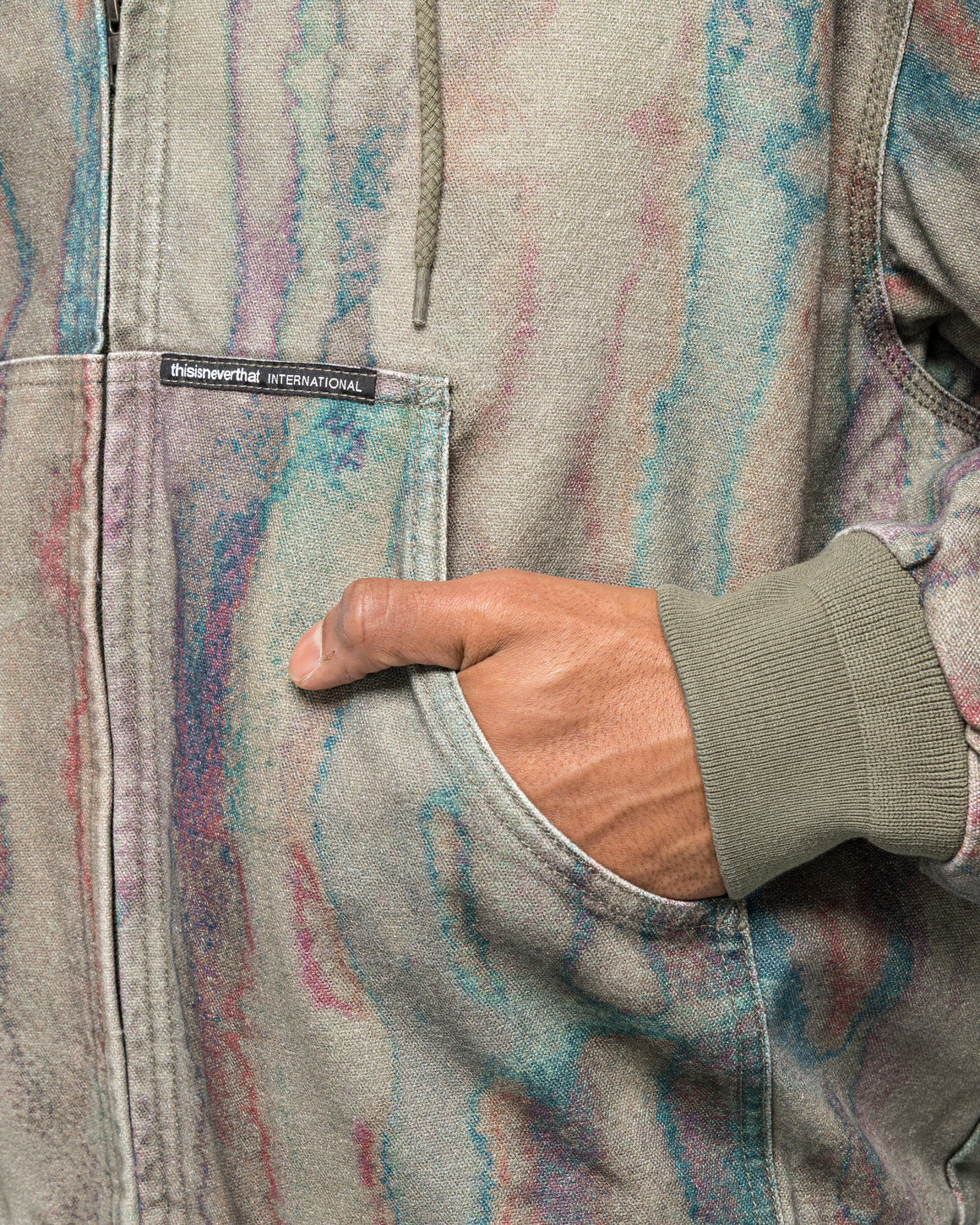 thisisneverthat - Blurred Hooded Jacket - Olive - UP THERE