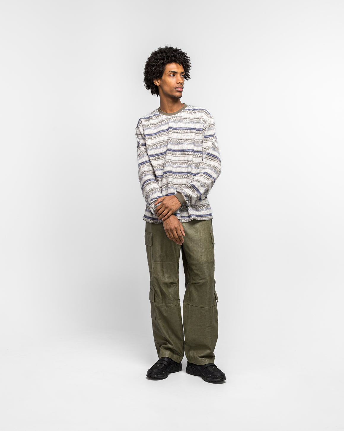 thisisneverthat - Pattern Striped LS Tee - Ivory - UP THERE