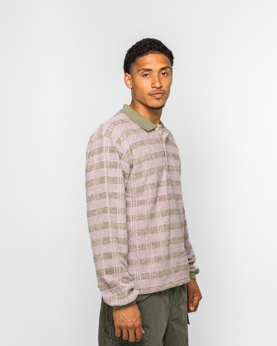 thisisneverthat - Striped Rugby LS Top - Light Olive - UP THERE